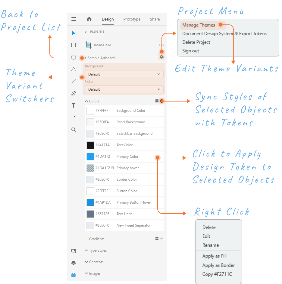 Design Tokens in Toolabs DSM Plugin for Adobe XD