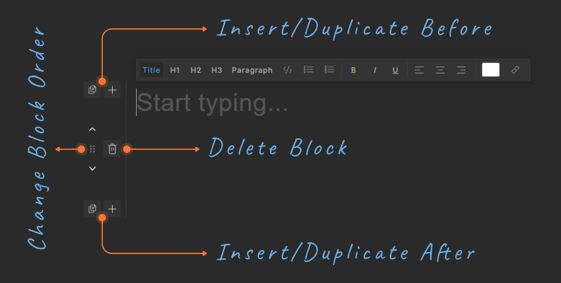 Add, delete or move blocks in your design system documents