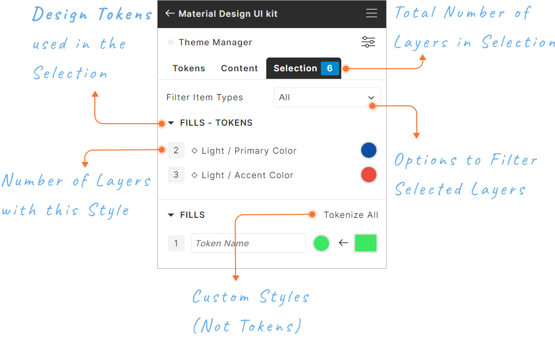 Describing the sections of plugin selections panel