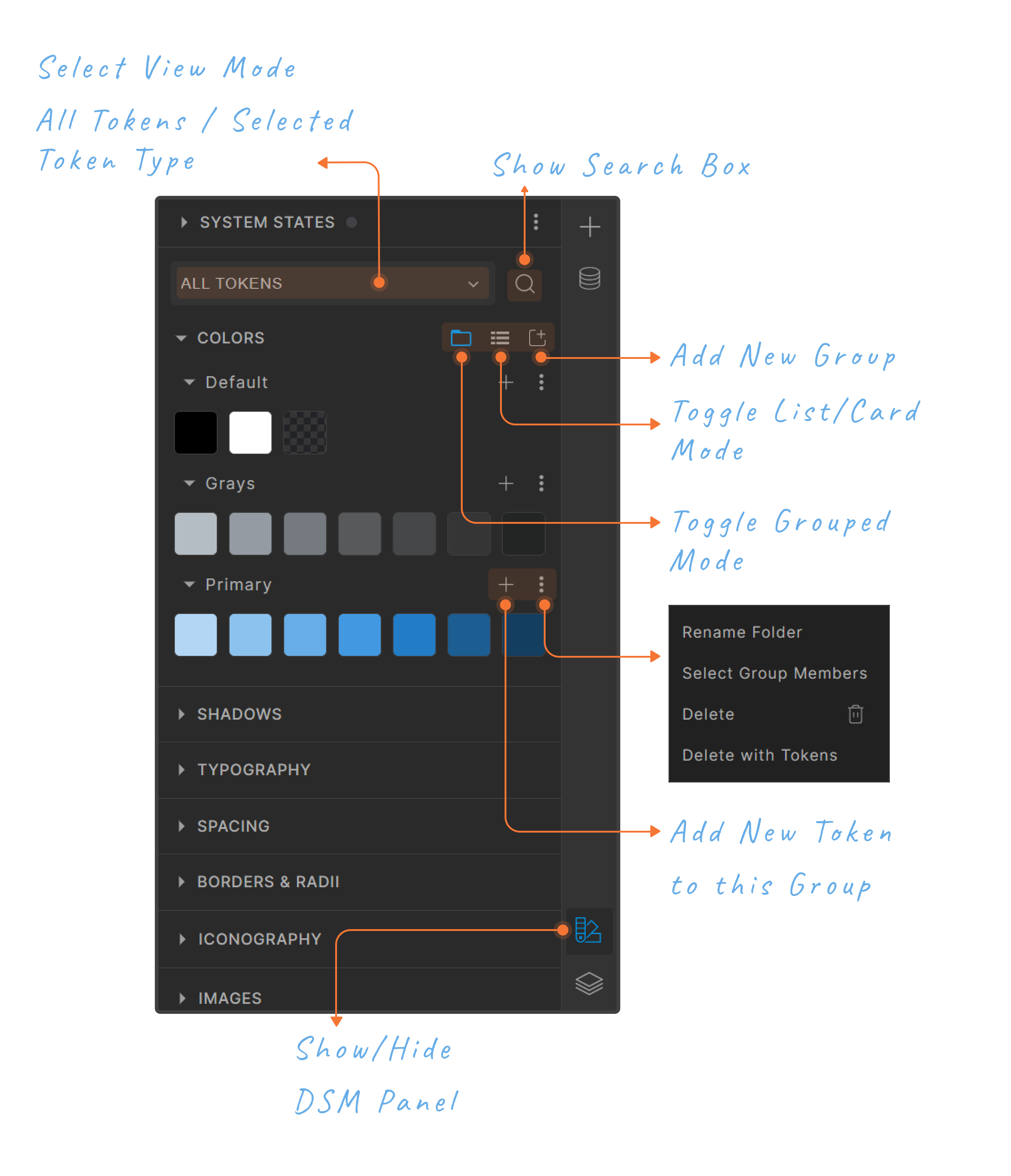 Descripn of Toolabs Design Systems panel to manage your design tokens